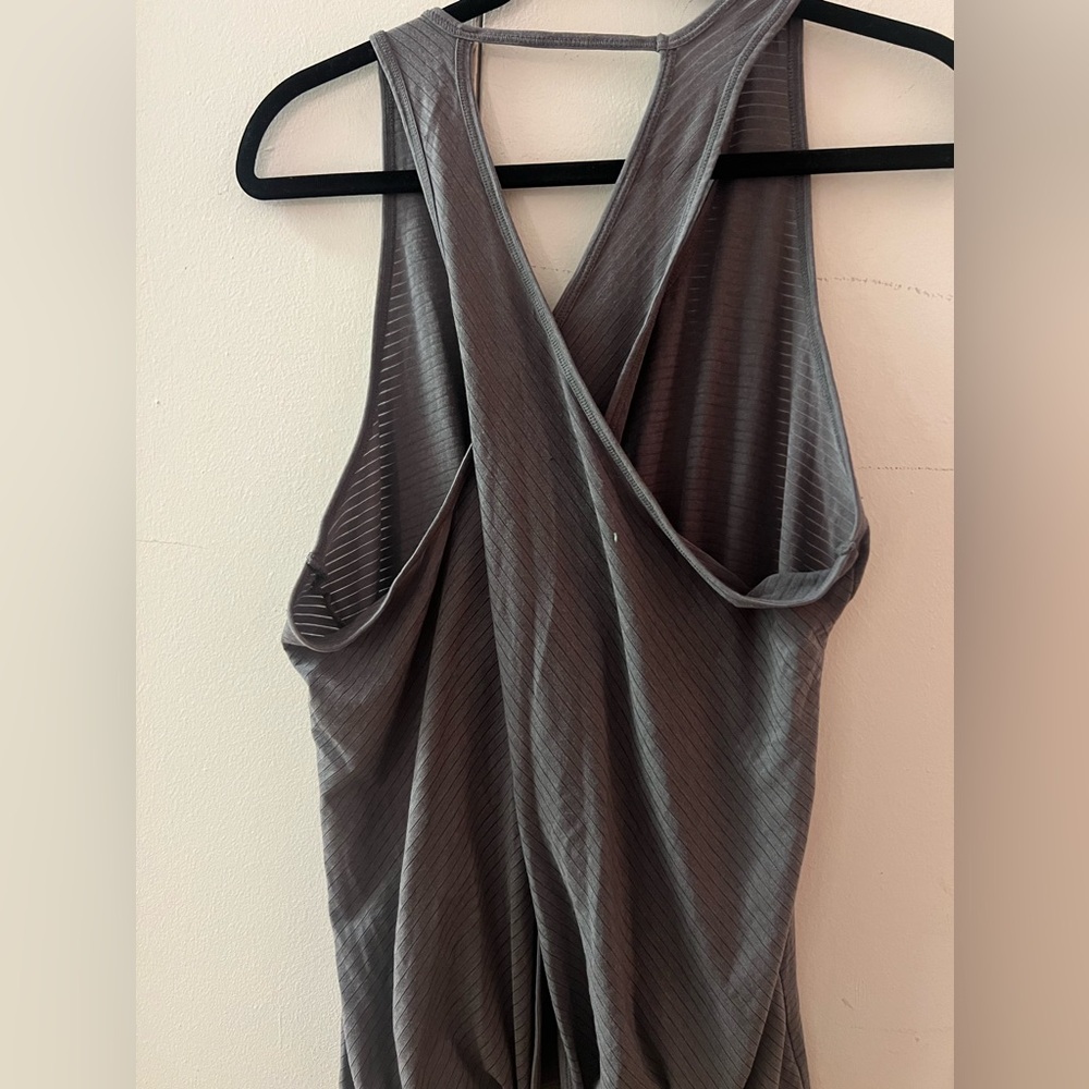 Athleta grey with stripes racer back tea